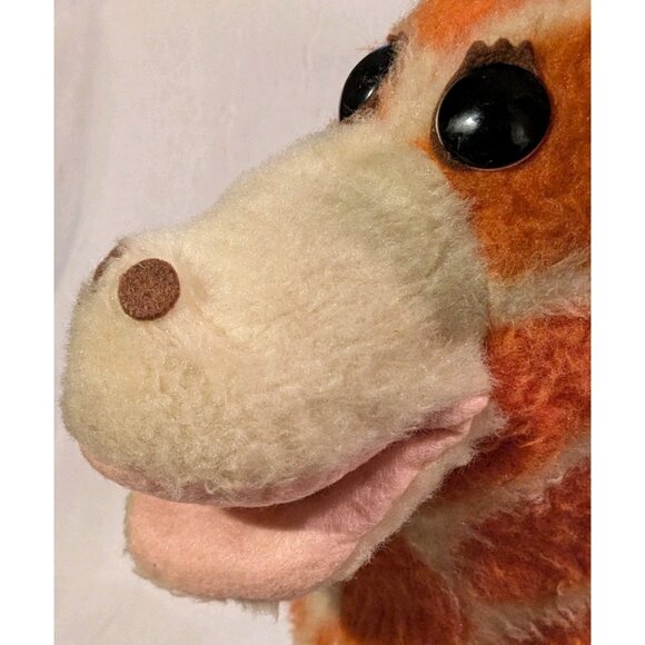 Animal Fair Hand Puppet Giraffe Plush Faux Fur Stuffed Toy Kitschy Odd Vintage - Picture 5 of 16